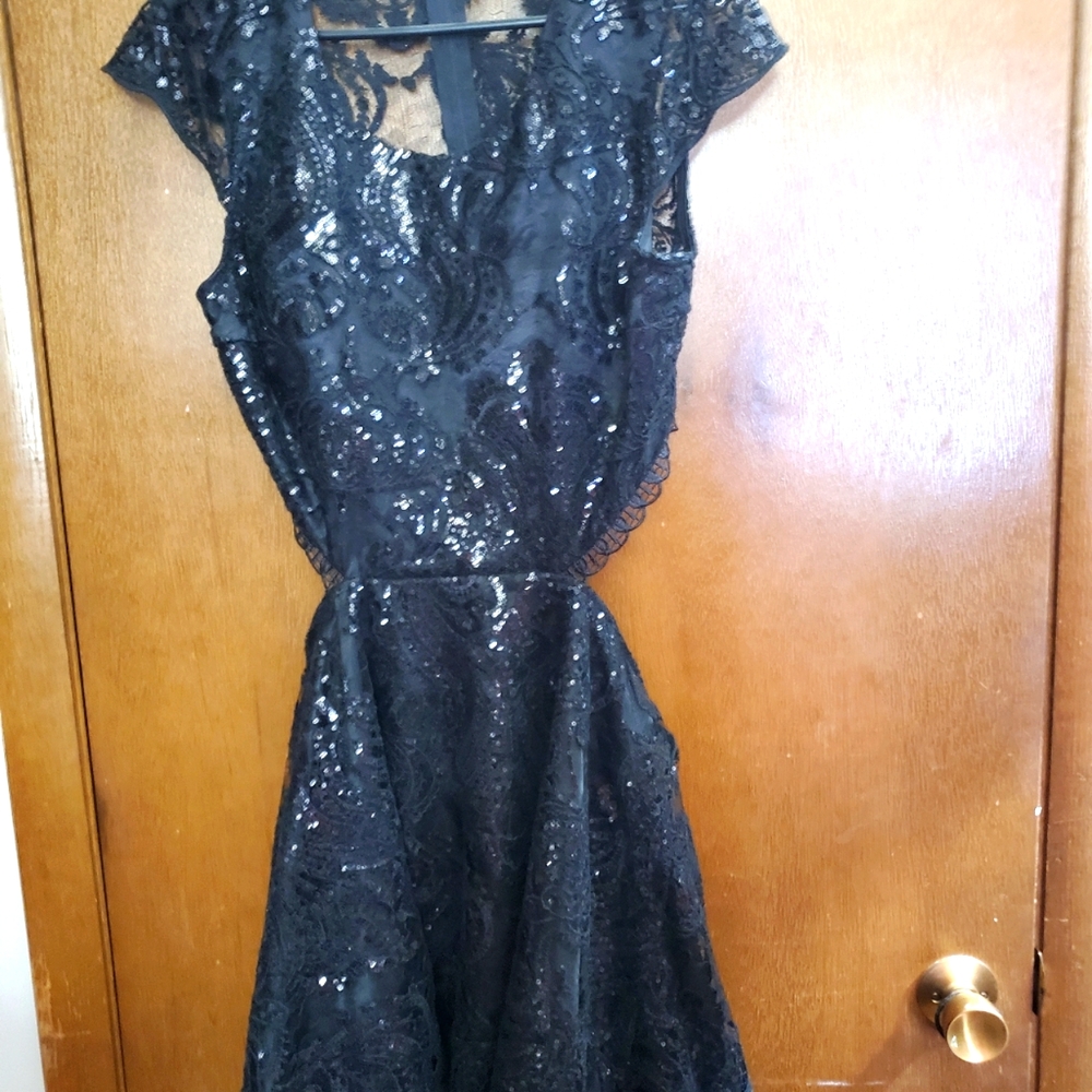 Black open back sequin homecoming dress sz 13